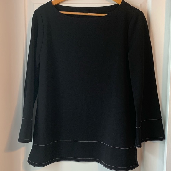 Ann Taylor tunic top black with white stitching - Picture 4 of 5